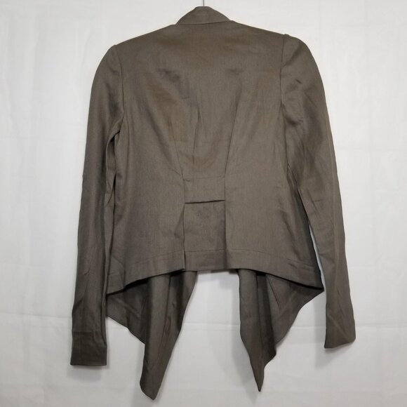 DVF Diane Von Furstenberg Blynn asymmetrical blazer olive brown sz 2 linen blend - Picture 2 of 10